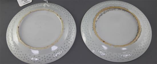 Six unusual Chinese famille rose rice-grain bordered plates, Guangxu period (1875-1908), 22.5cm